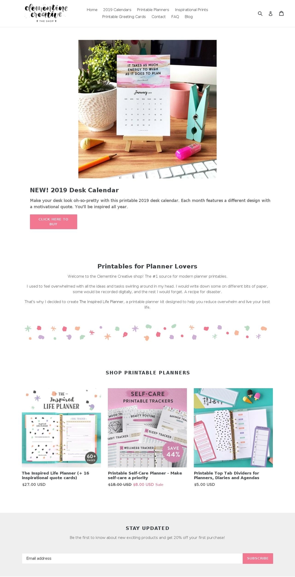 clementine-creative.myshopify.com — Shopify storefront screenshot
