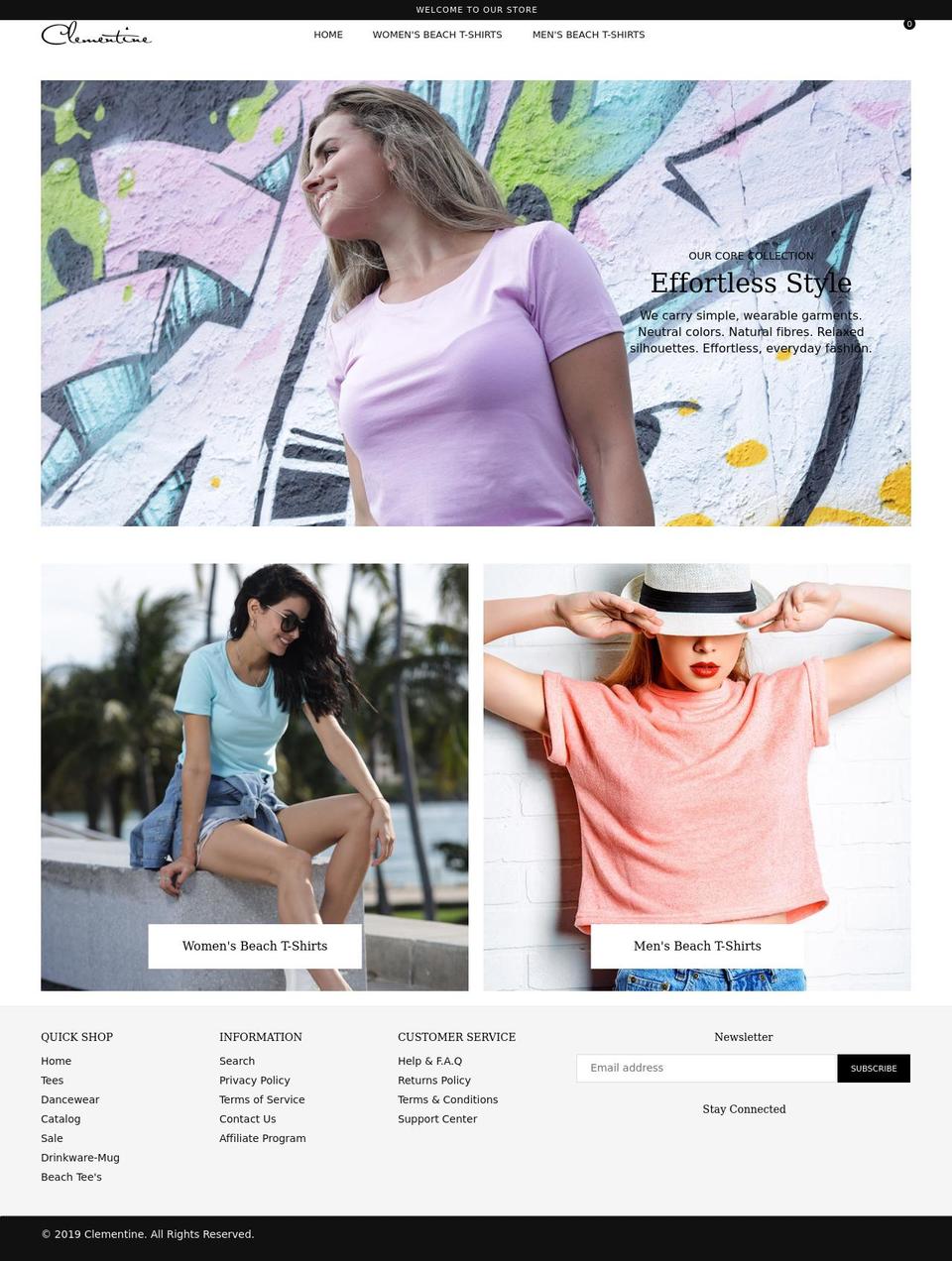 clementineapparel.com shopify website screenshot