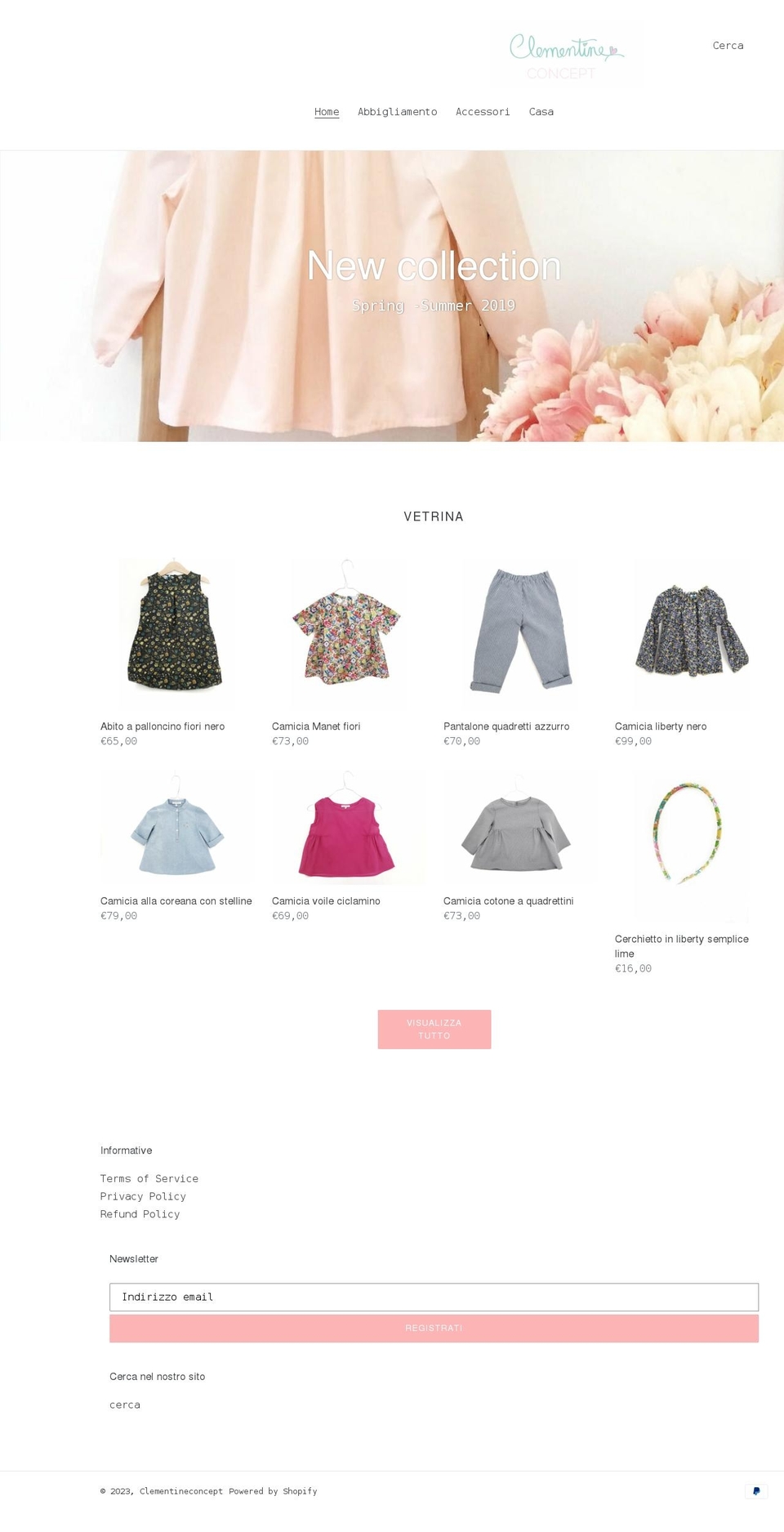 clementineconcept.com shopify website screenshot