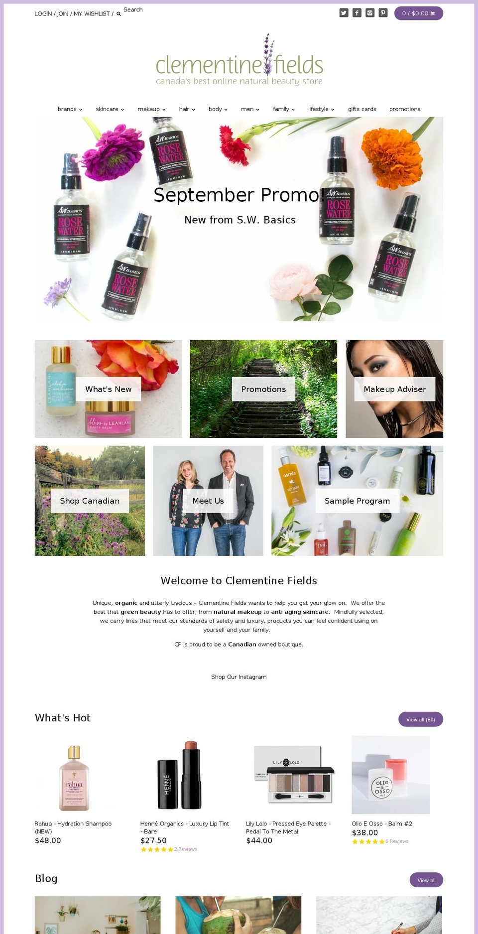 clementinefields.com — Shopify storefront screenshot