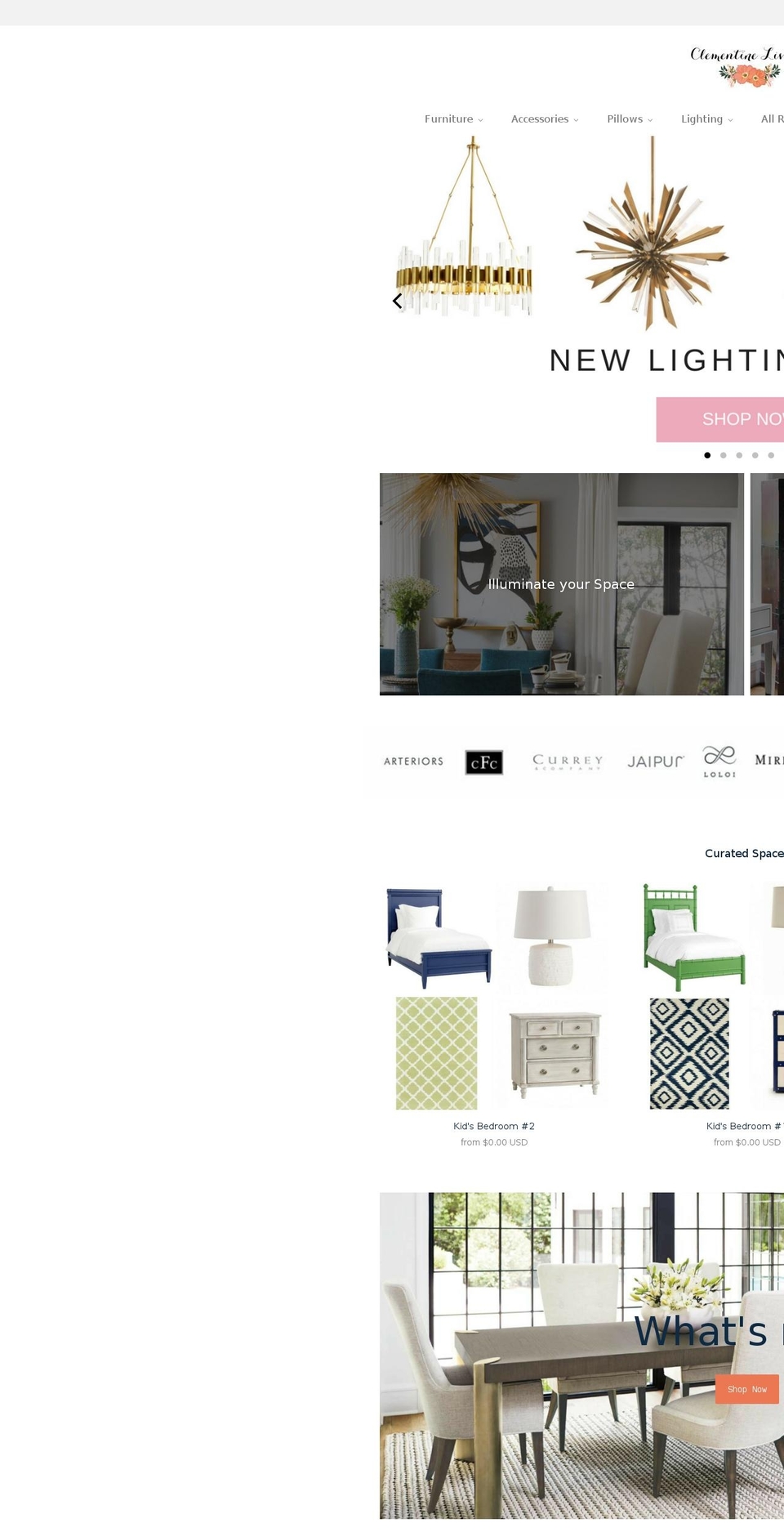 clementineliving.com shopify website screenshot