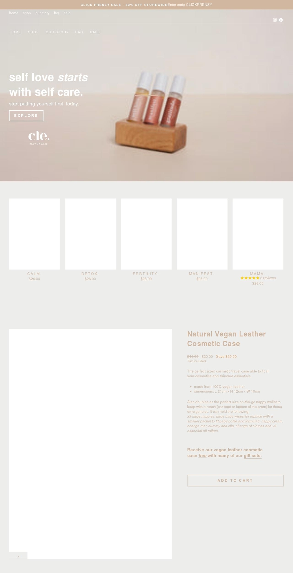 clenaturals.com shopify website screenshot