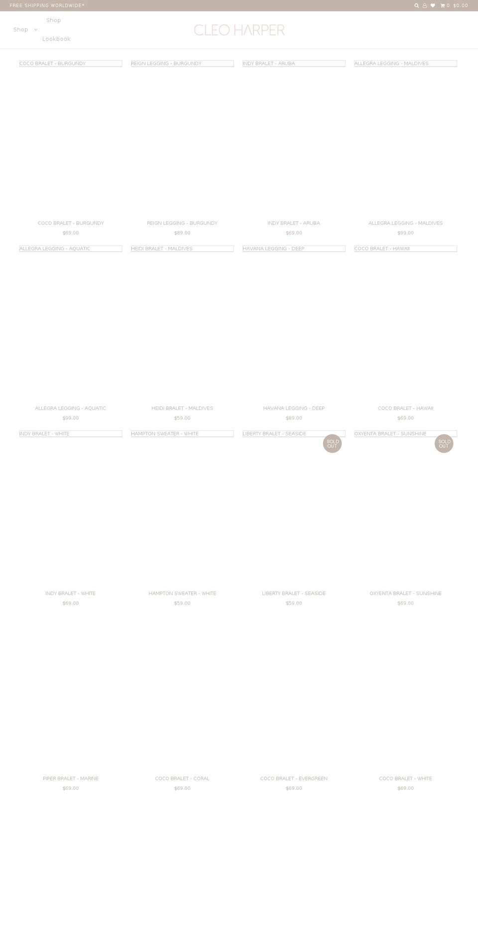 cleoharper.com shopify website screenshot