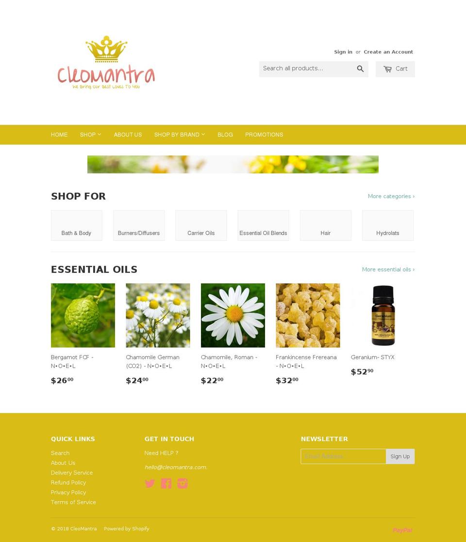 cleomantra.com — Shopify storefront screenshot