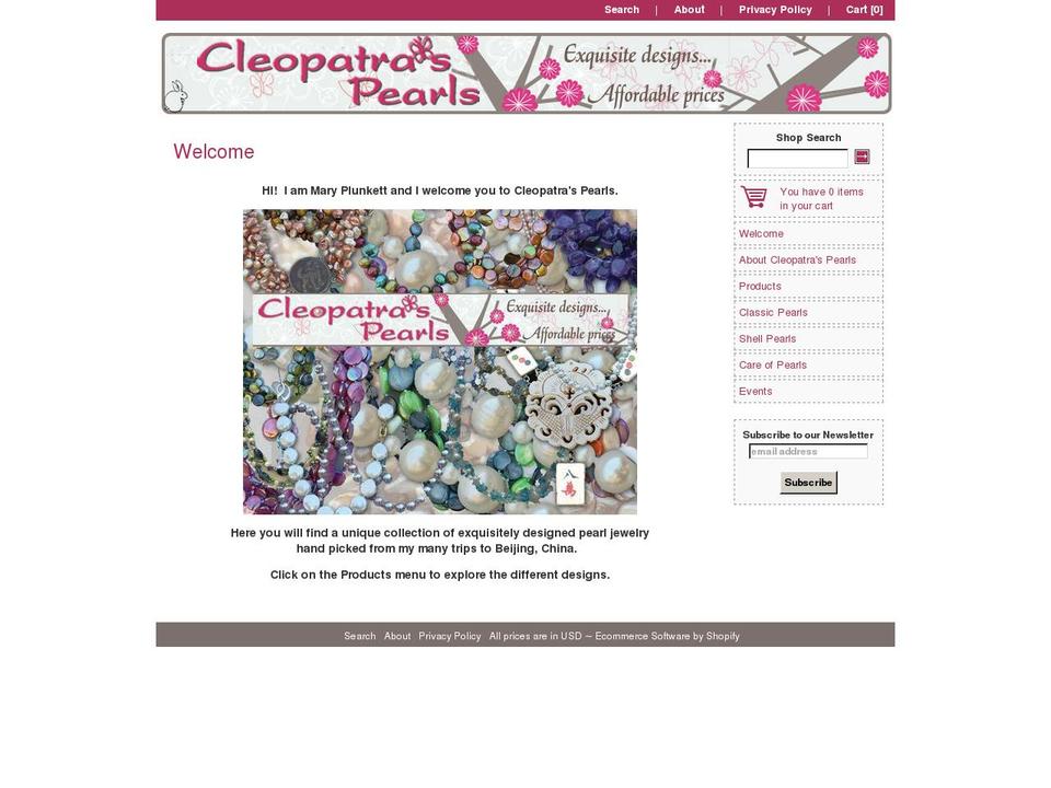 Origin Shopify theme site example cleopatraspearls.com