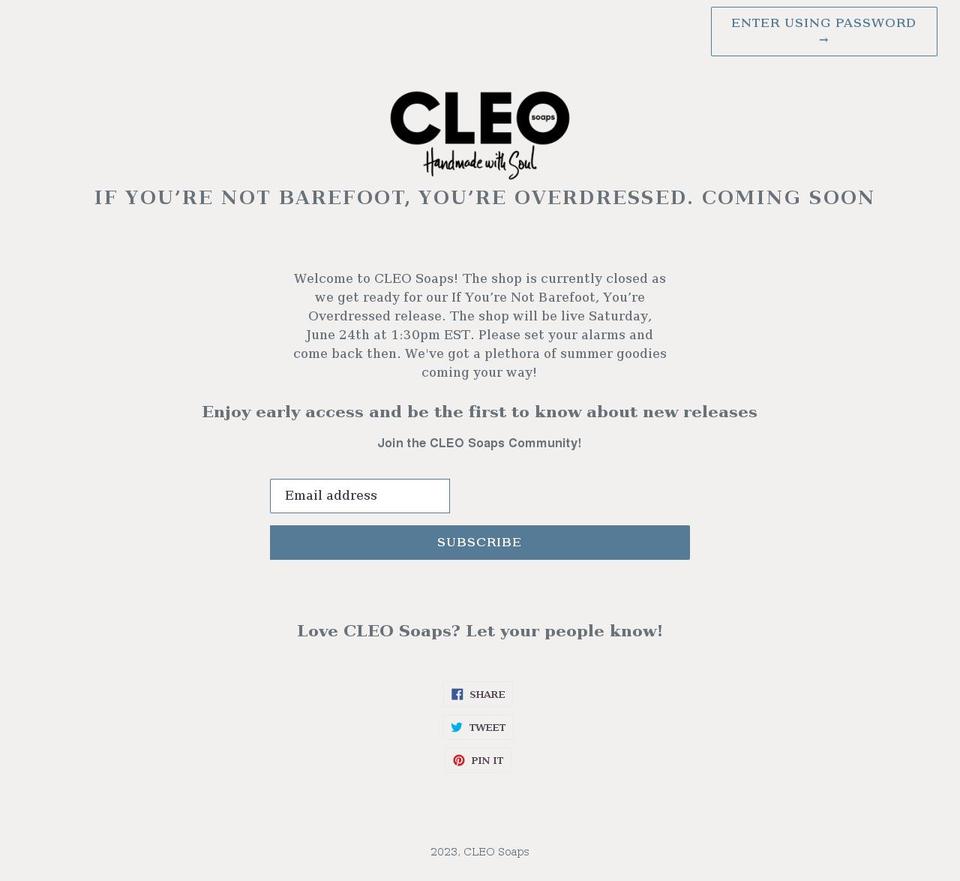 cleosoaps.com shopify website screenshot