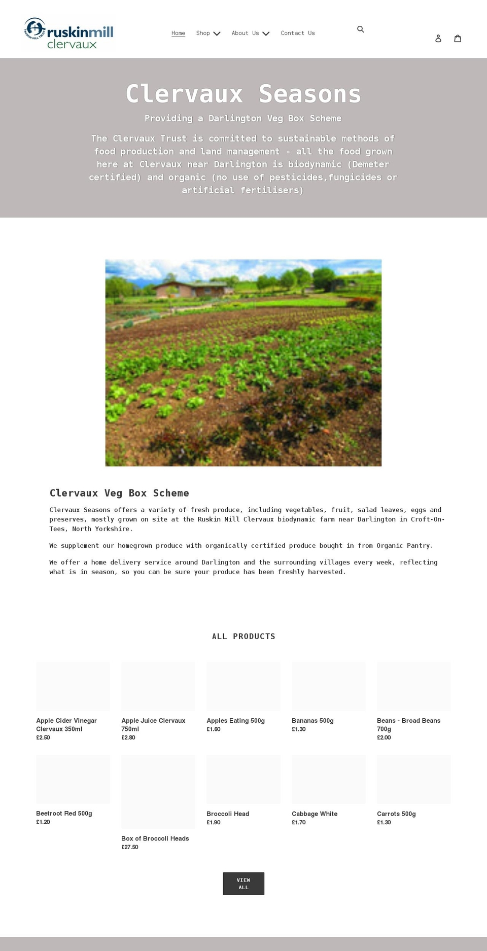 clervaux-seasons.co.uk shopify website screenshot