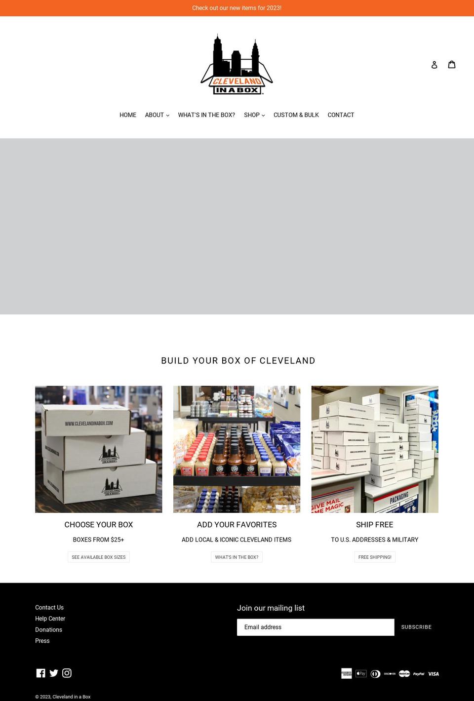 cleveland-in-a-box-llc.myshopify.com — Shopify storefront screenshot