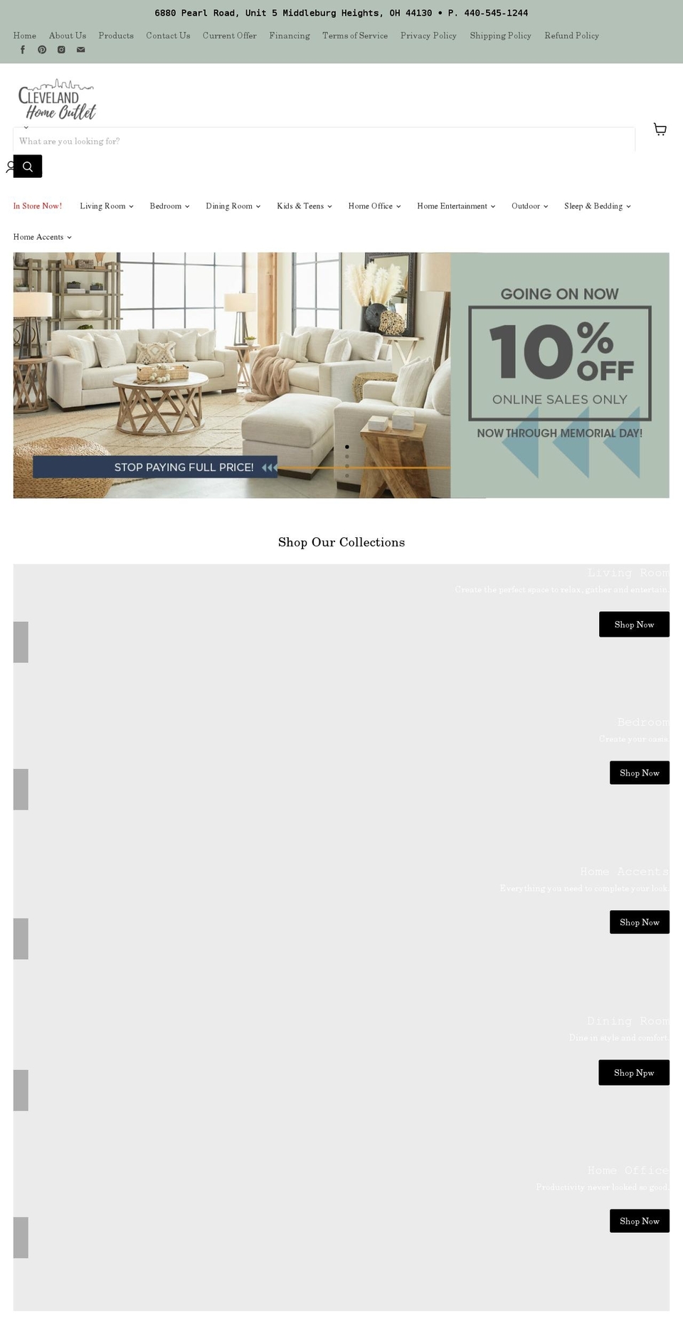 clevelandhomeoutlet.com shopify website screenshot