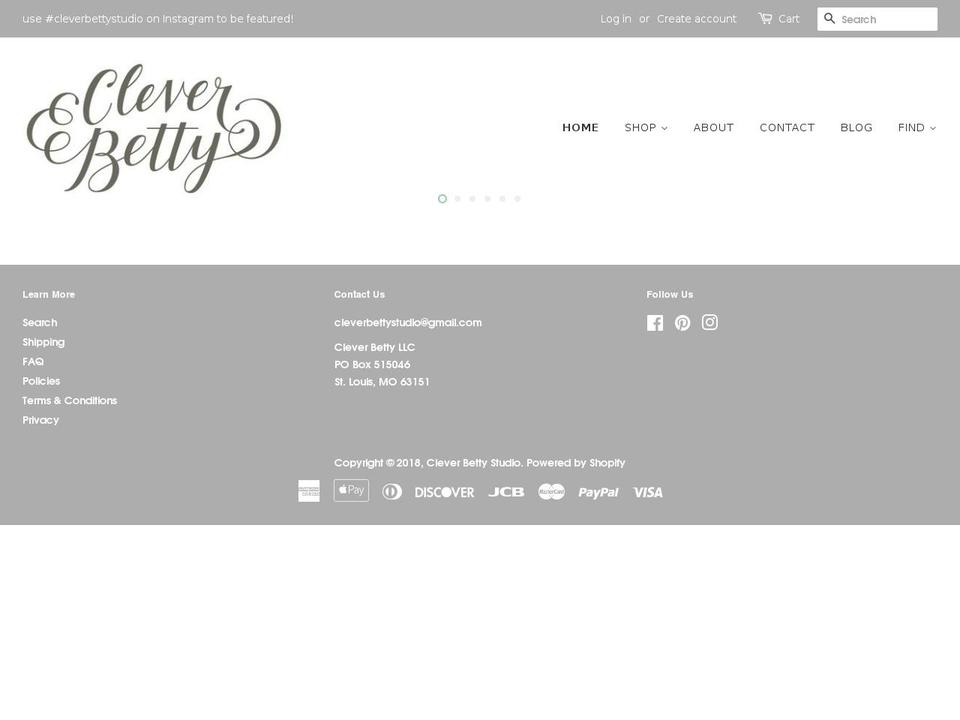 cleverbettystudio.com — Shopify storefront screenshot