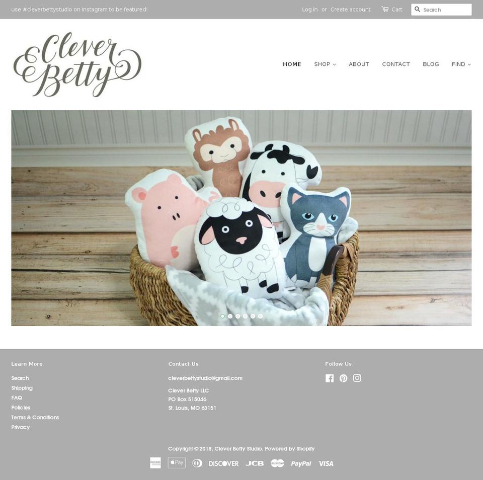 cleverbettystudios.com — Shopify storefront screenshot