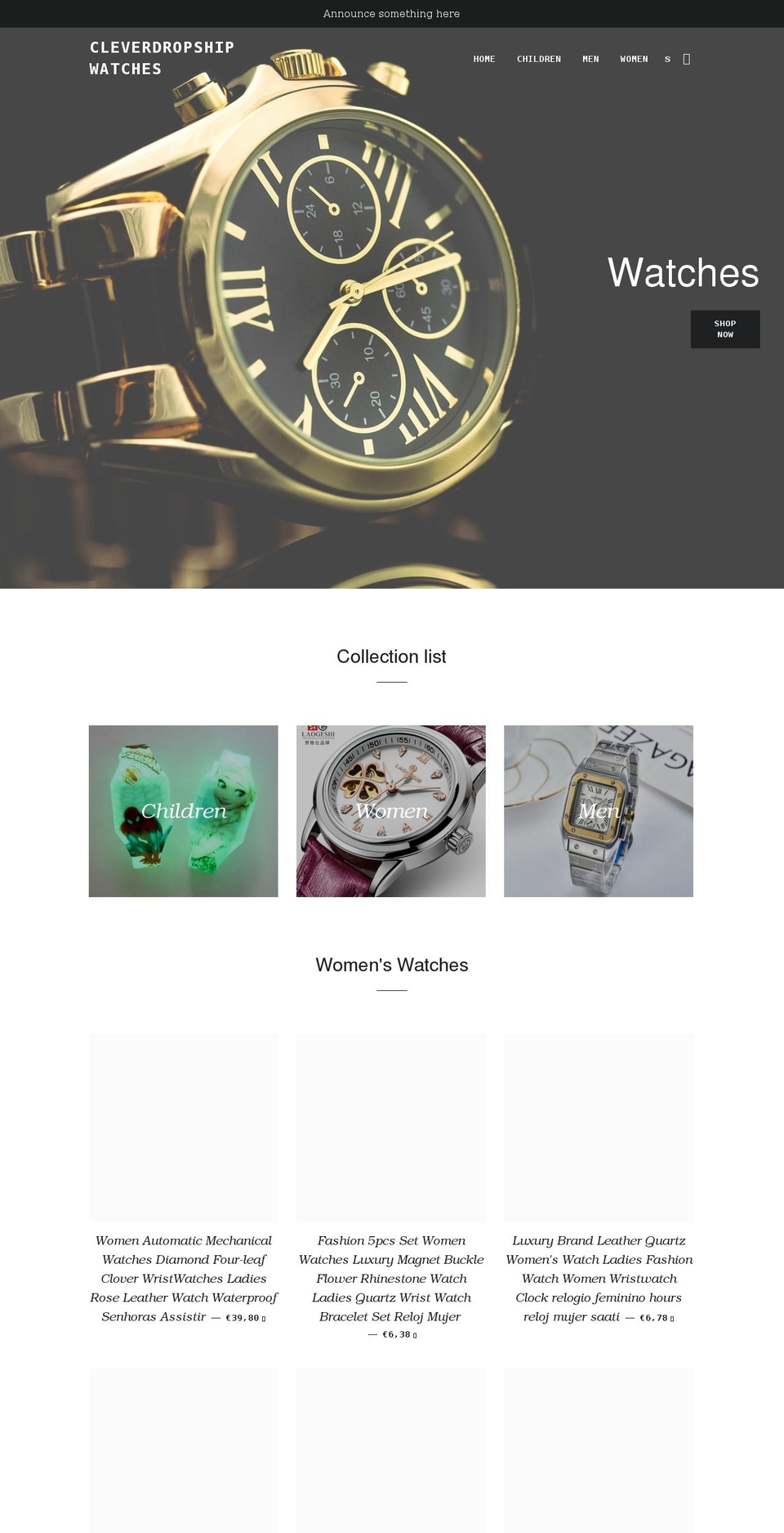 cleverdropship-watches.myshopify.com shopify website screenshot