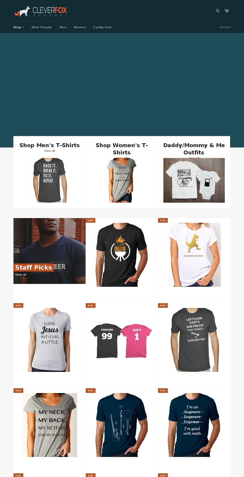 cleverfoxapparel.com shopify website screenshot