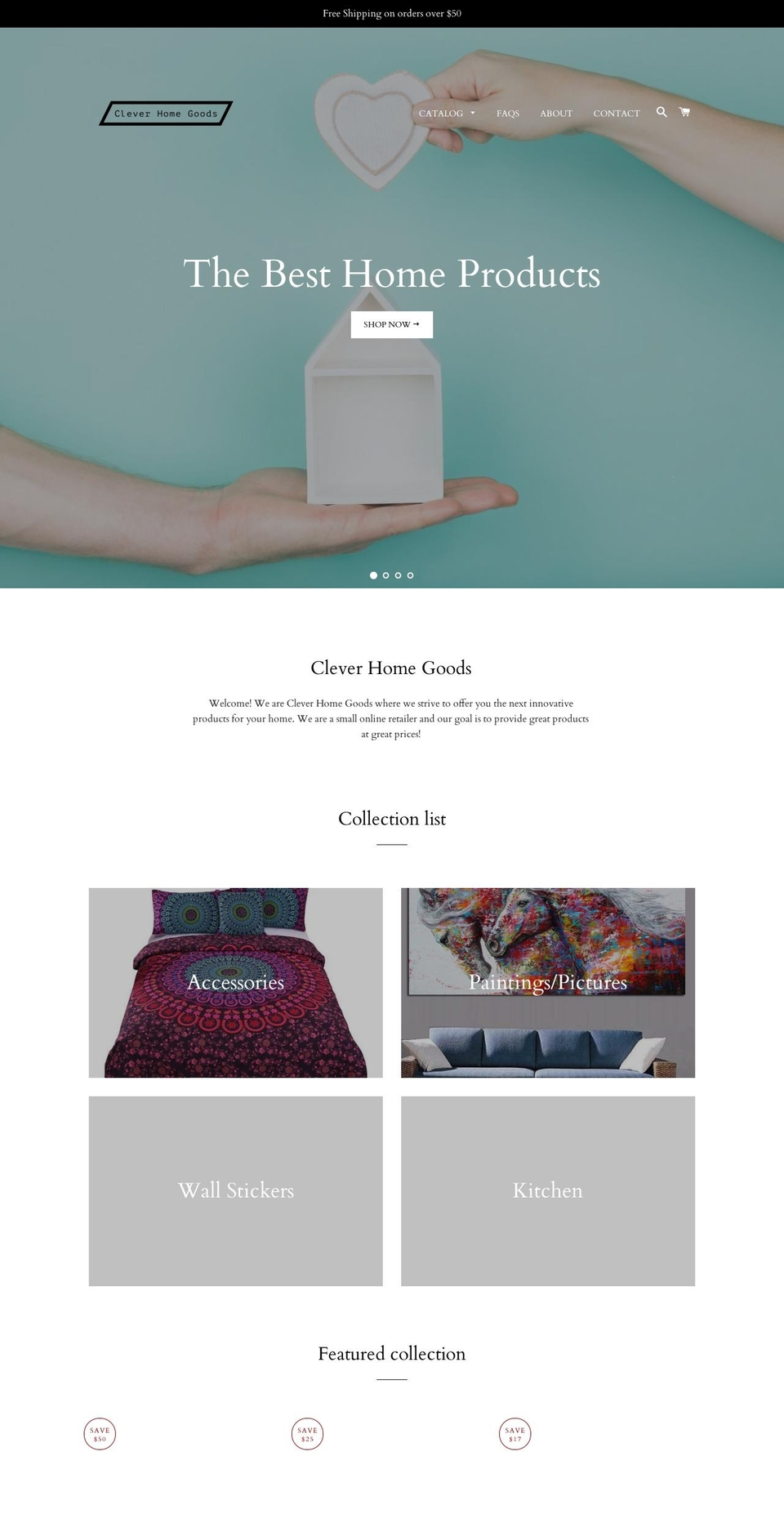 cleverhomegoods.com — Shopify storefront screenshot