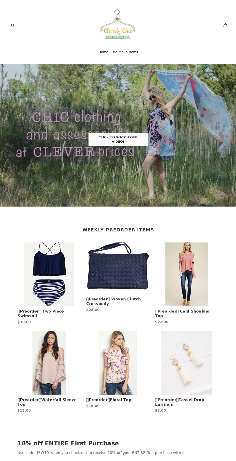 cleverlychicboutique.com — Shopify storefront screenshot