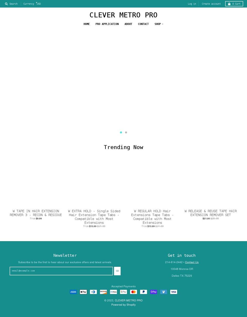 clevermetro.com shopify website screenshot