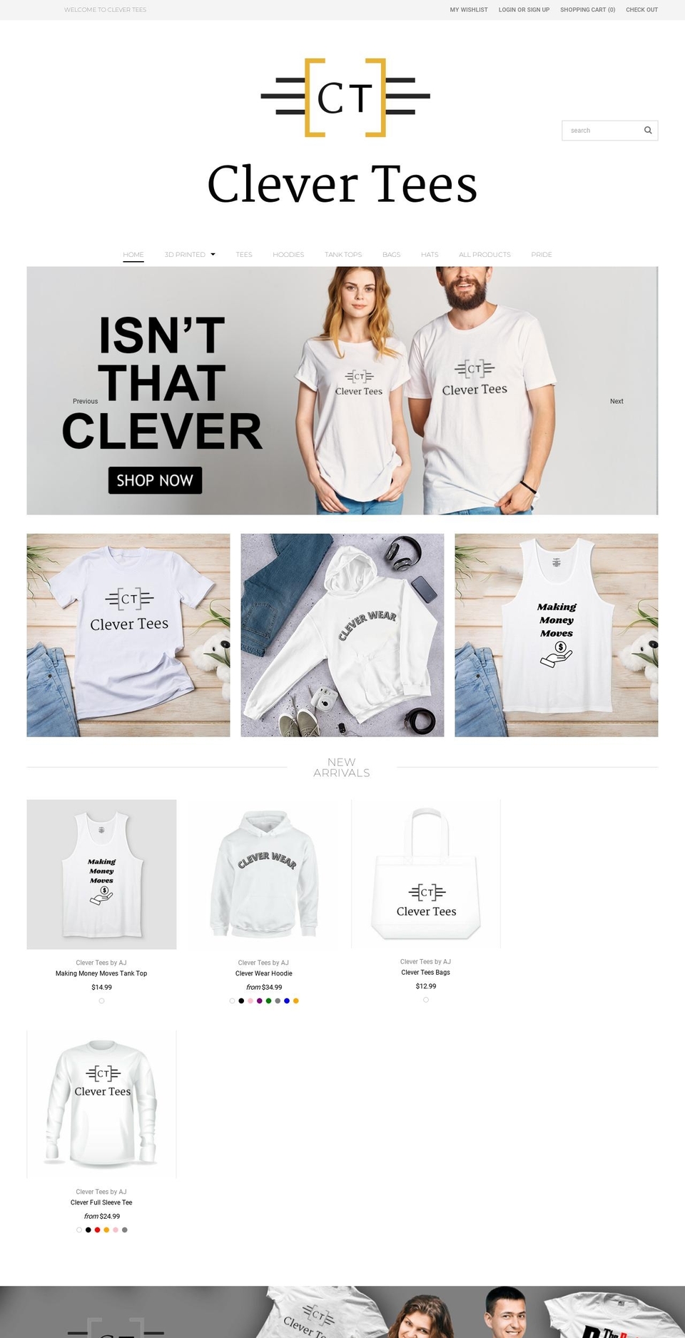 cleverteesbyaj.com shopify website screenshot