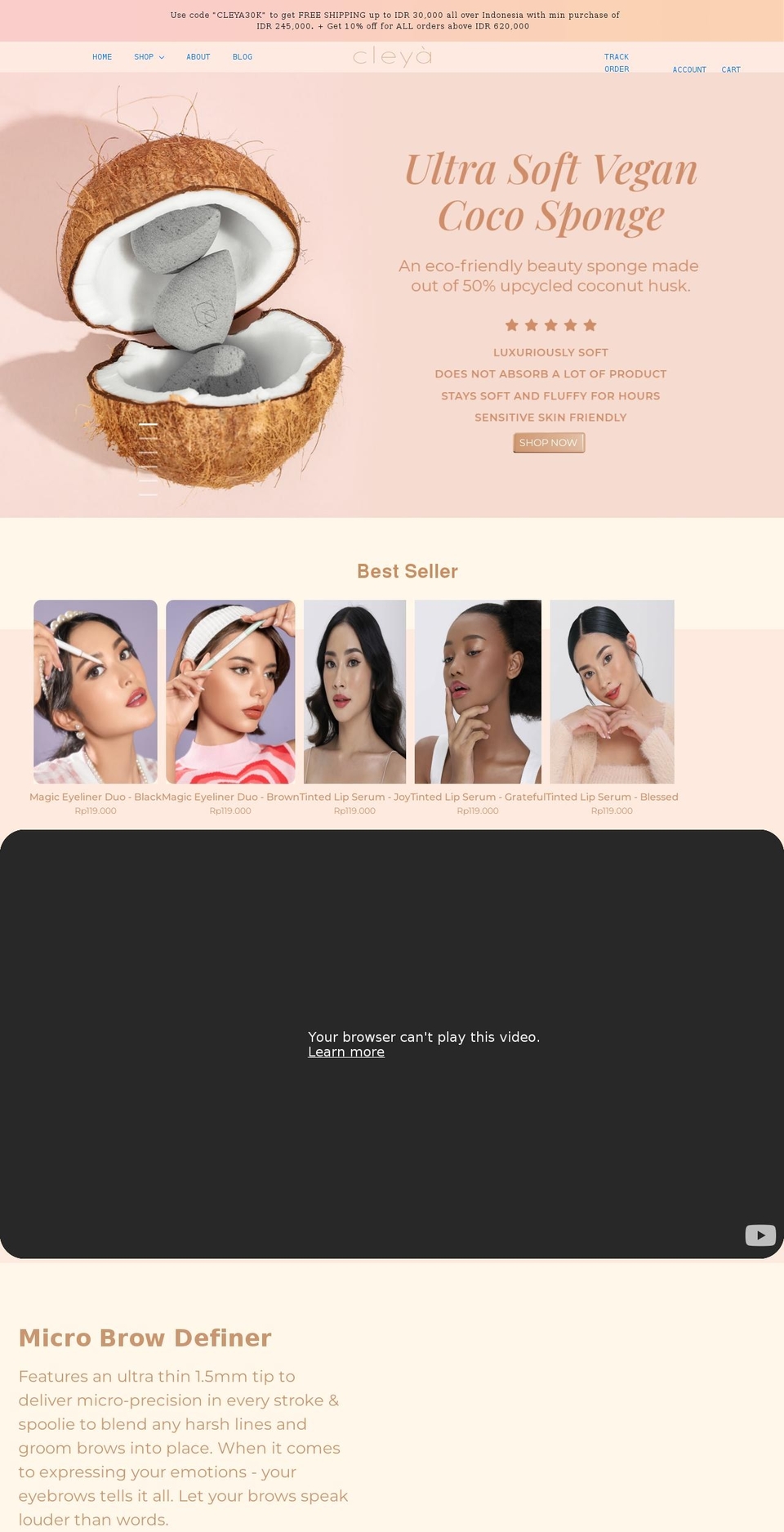 cleyabeauty.com shopify website screenshot