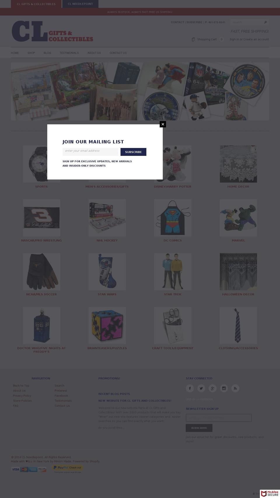 Minion Shopify theme site example clgiftsandcollectibles.com