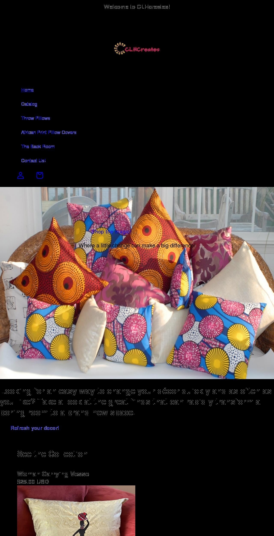 clhcreates.com shopify website screenshot