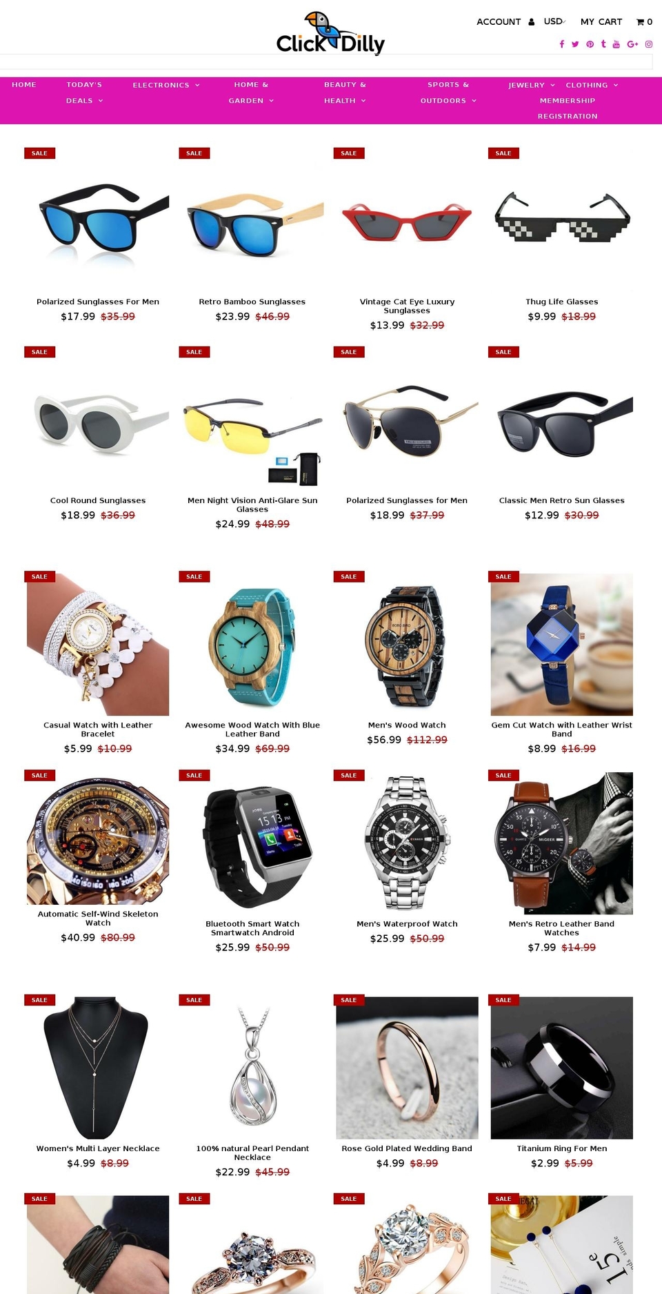 clickdilly.com shopify website screenshot