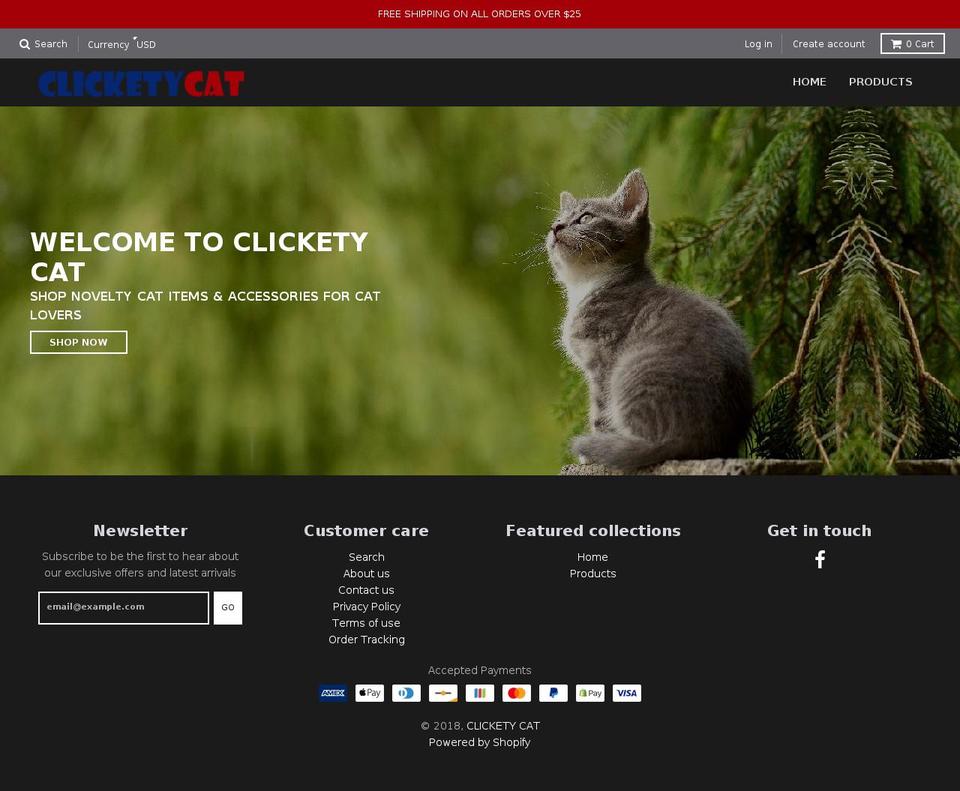 clicketycat.com — Shopify storefront screenshot