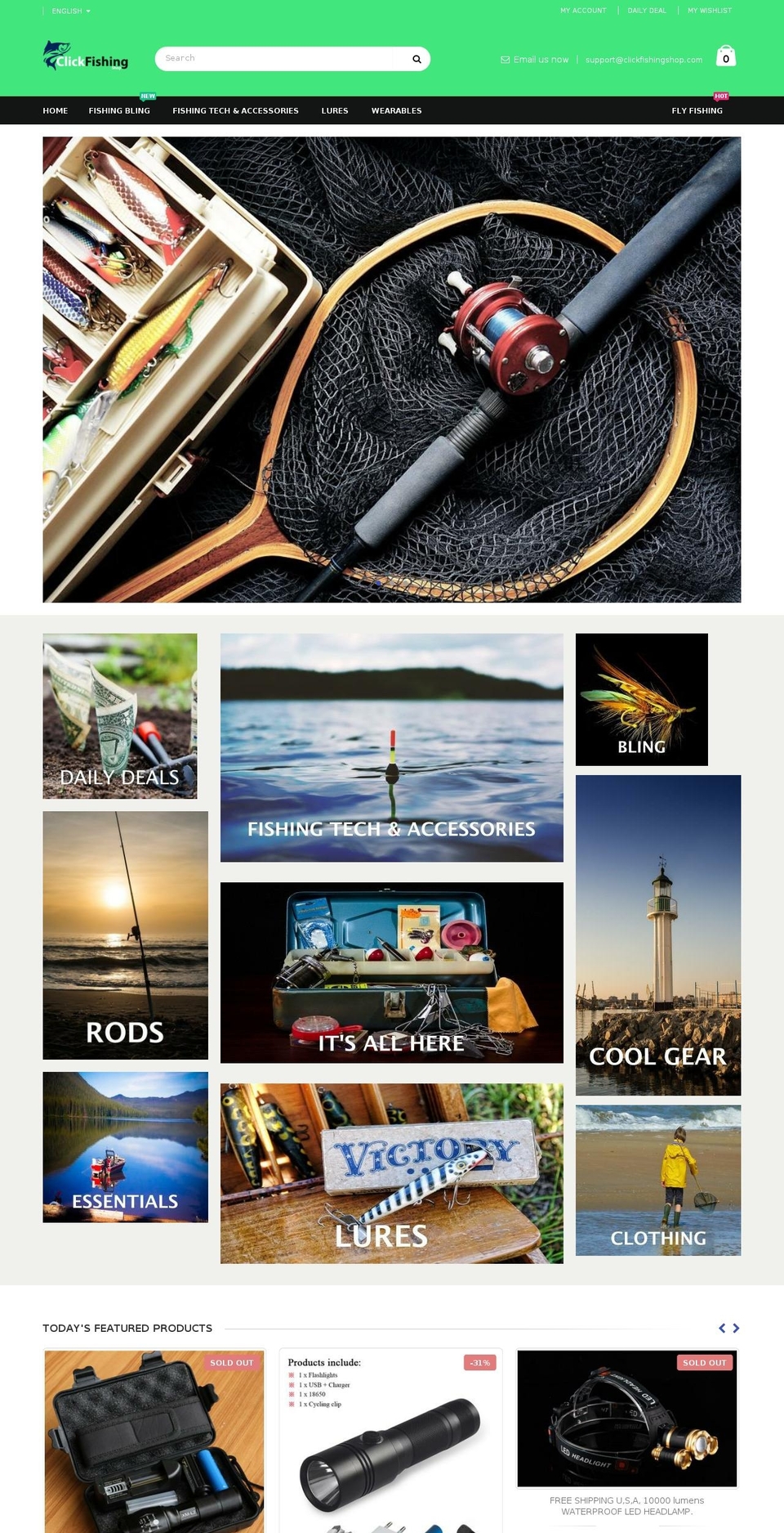 clickfishingshop.com — Shopify storefront screenshot