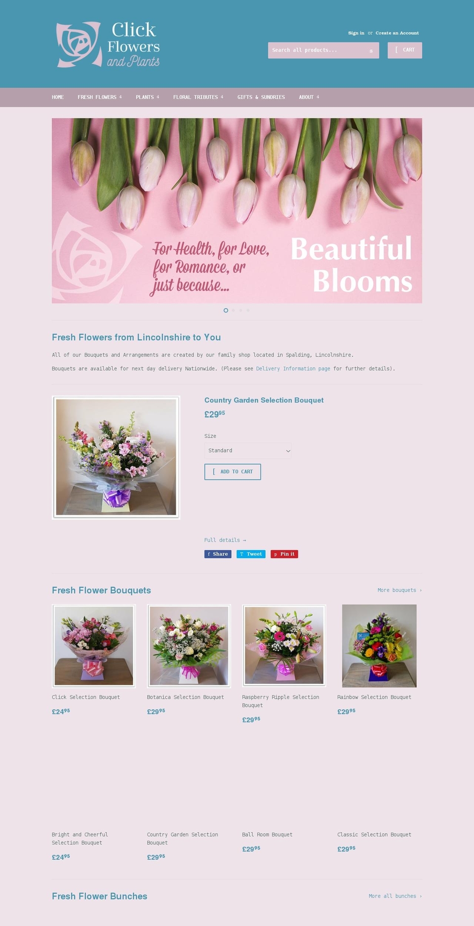 clickflowersuk.co.uk shopify website screenshot