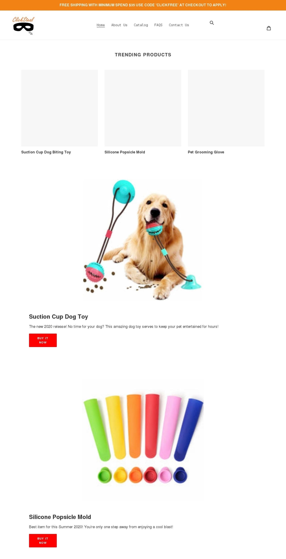 clicksteal.com shopify website screenshot