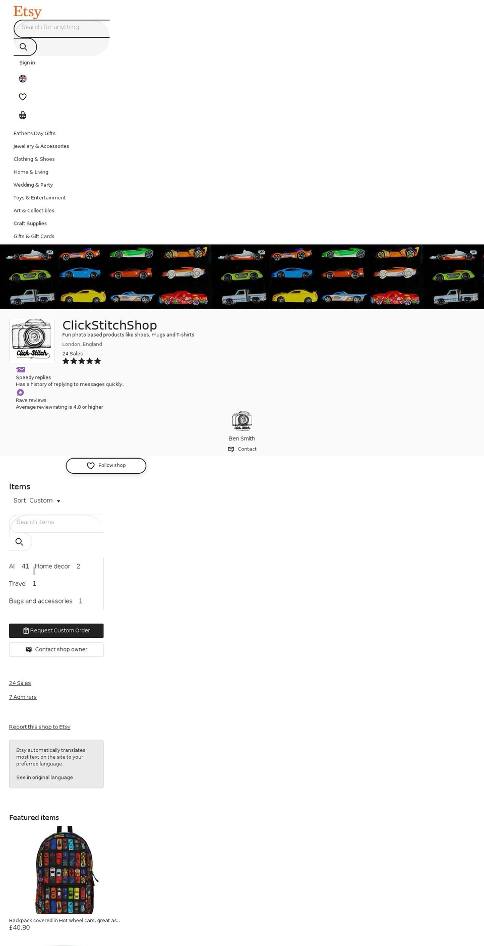 clickstitch.shop shopify website screenshot