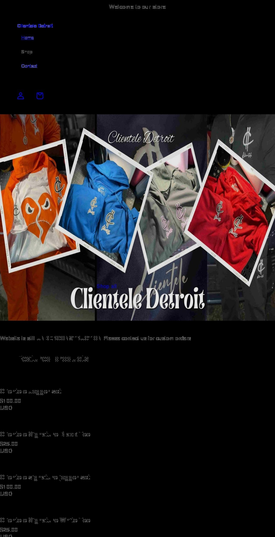 clienteledetroit.com shopify website screenshot