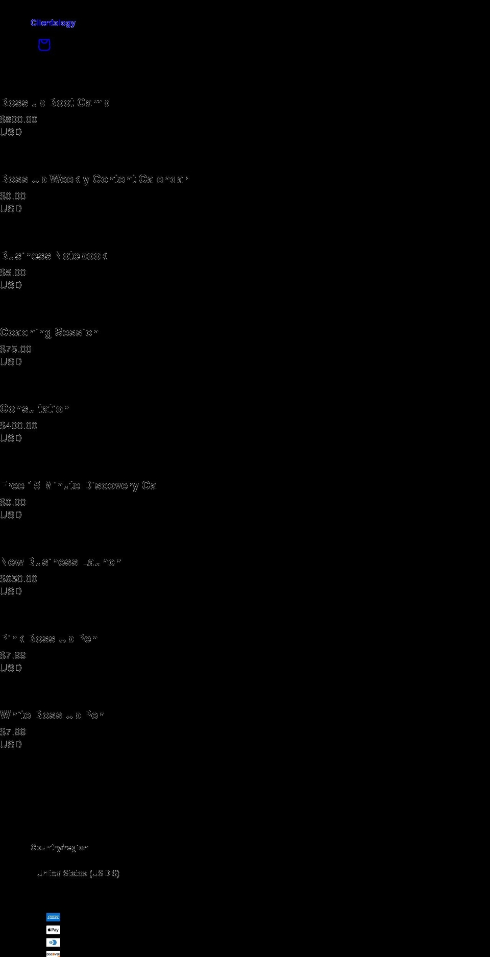 clientologyllc.com shopify website screenshot