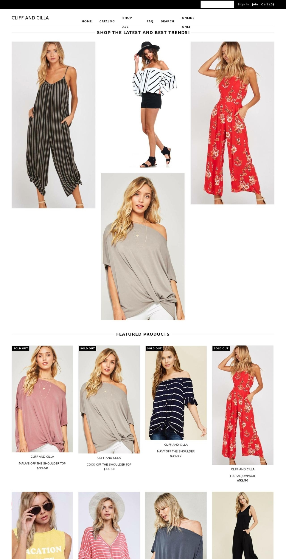 cliffandcilla.com — Shopify storefront screenshot