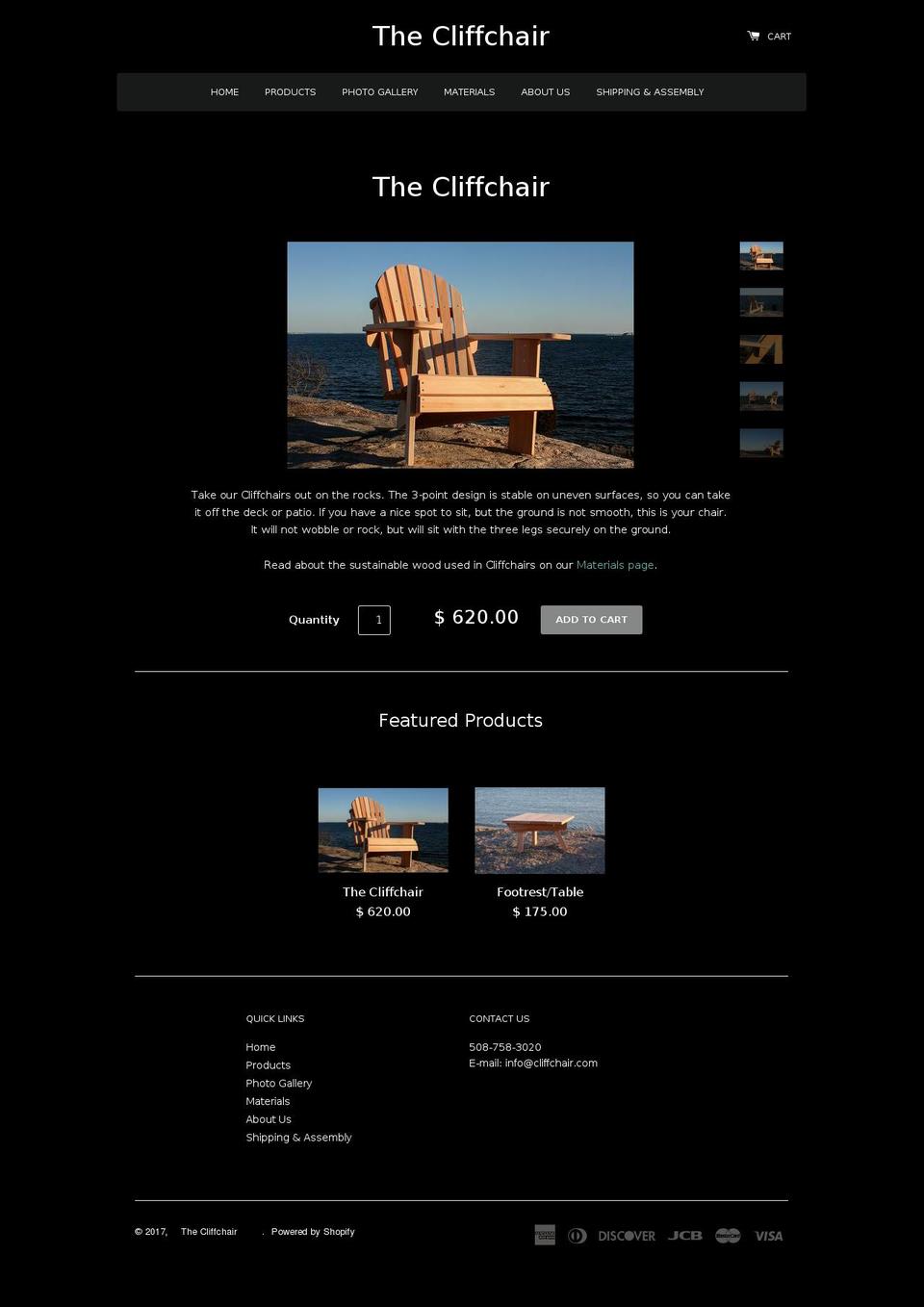 cliffchair.com shopify website screenshot