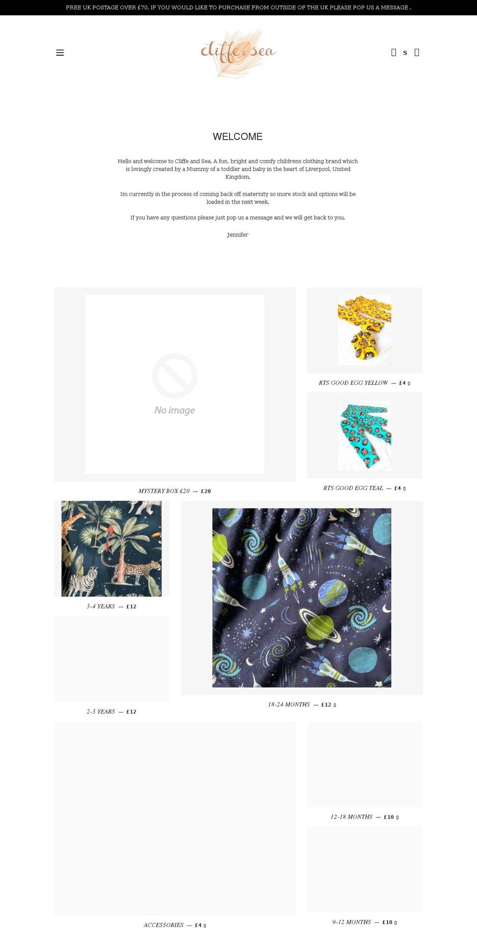 cliffeandsea.com shopify website screenshot