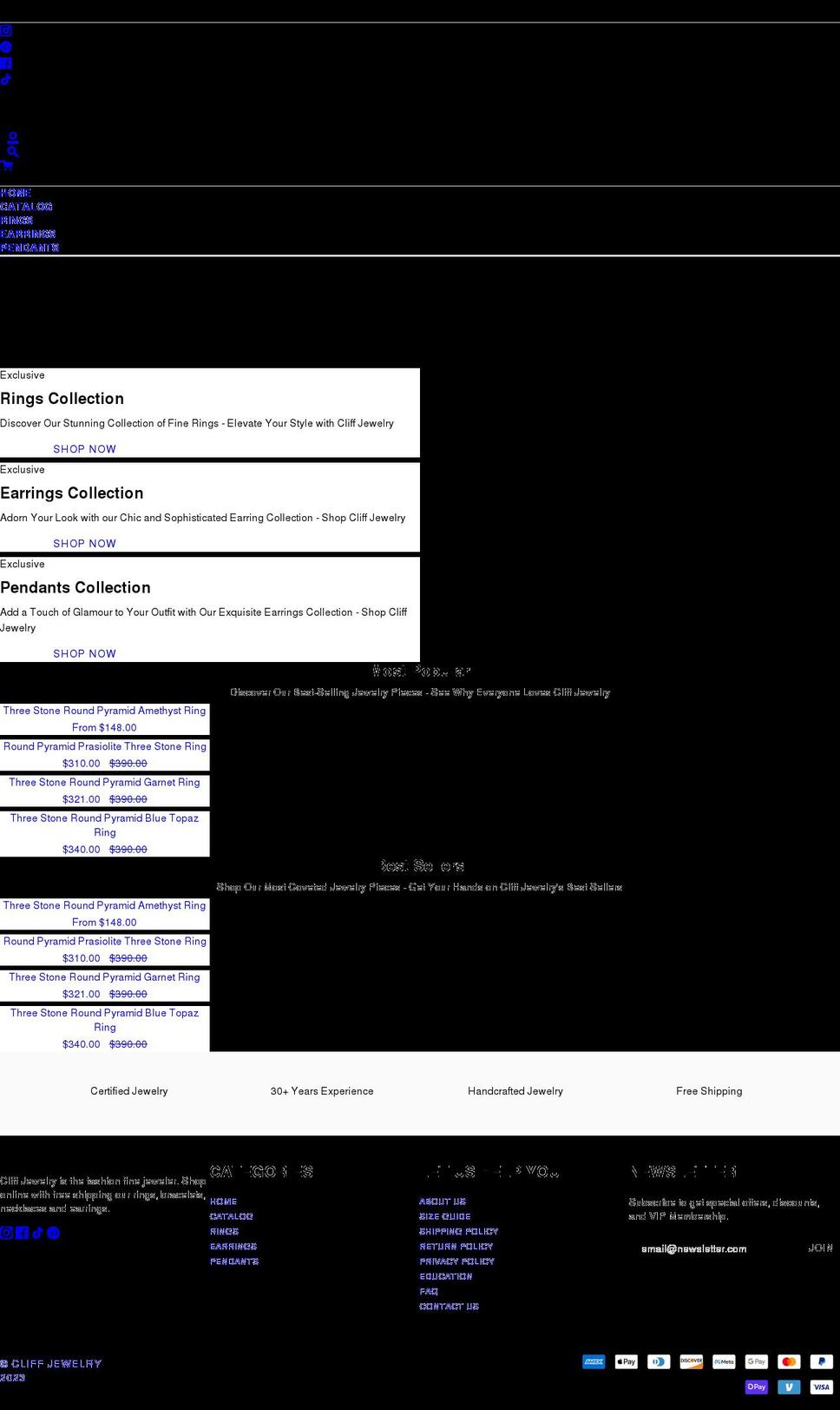 cliffjewelry.com shopify website screenshot