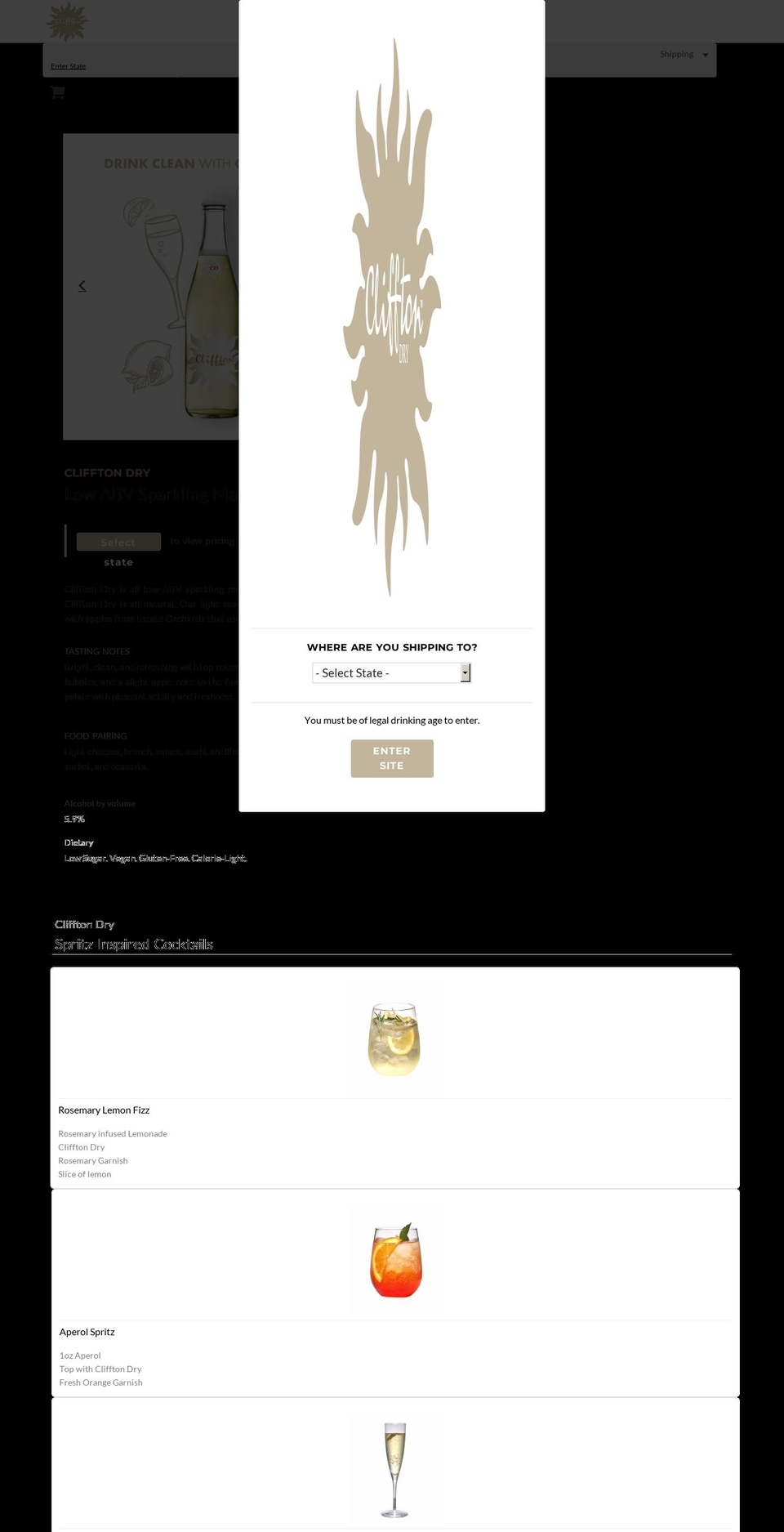 cliffton-dry.myshopify.com shopify website screenshot