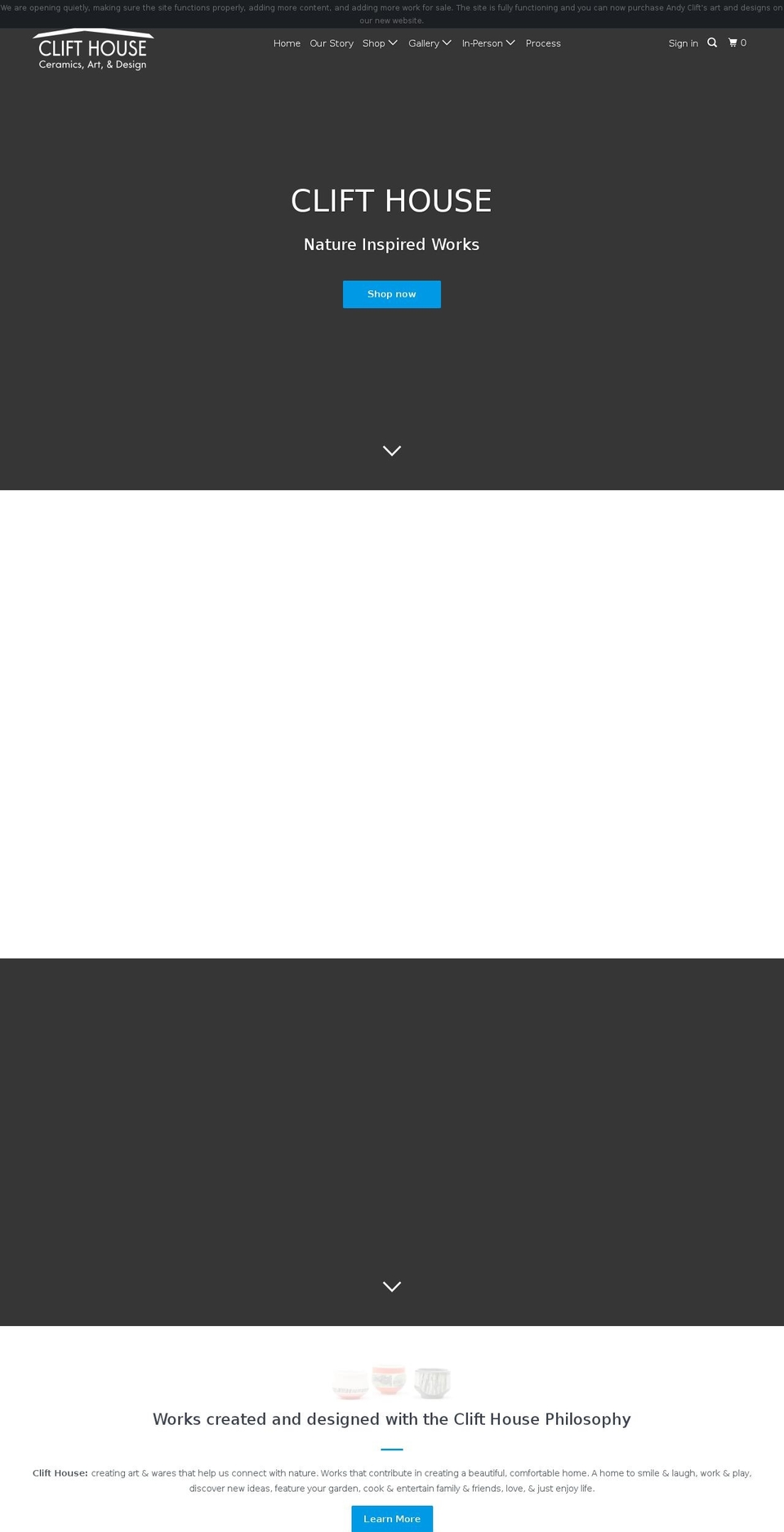 clifthouseceramics.com shopify website screenshot