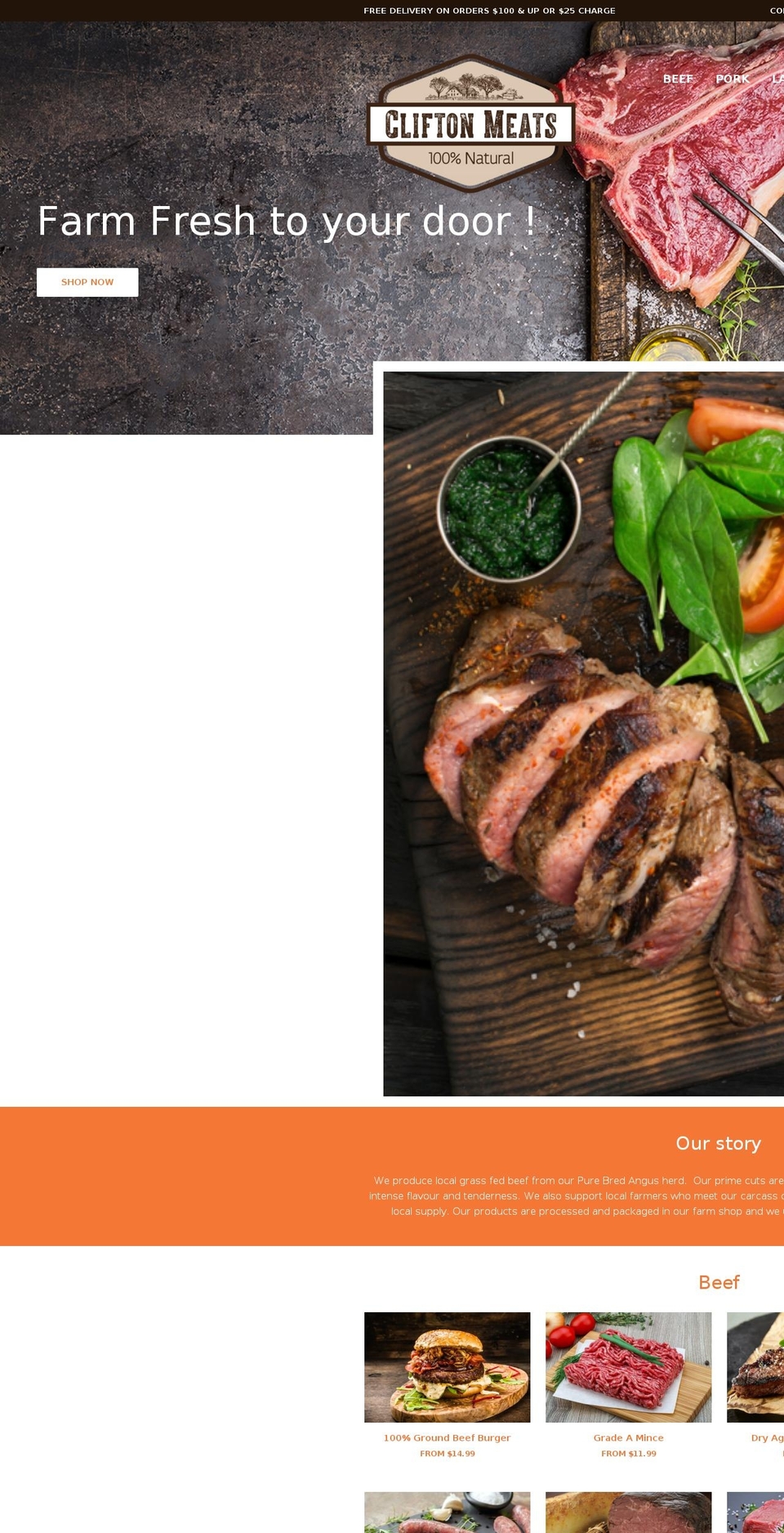cliftonmeats.com — Shopify storefront screenshot