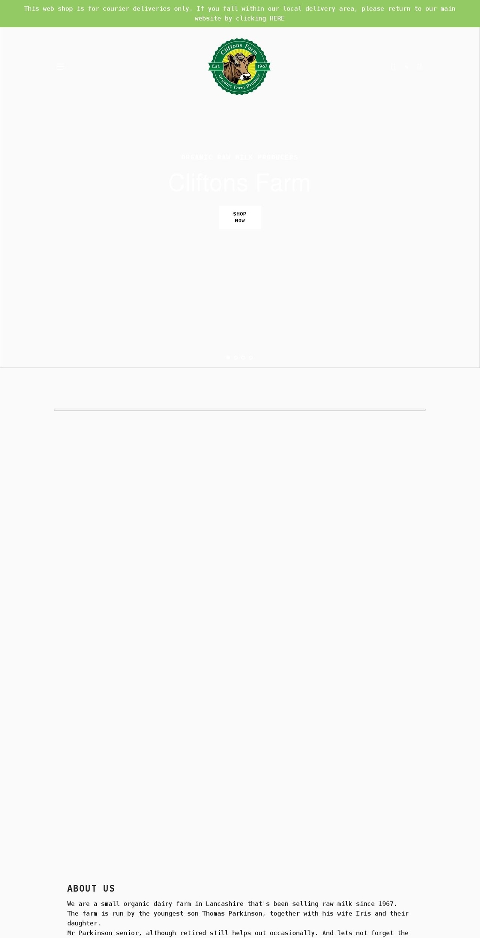 cliftons-farm.myshopify.com shopify website screenshot