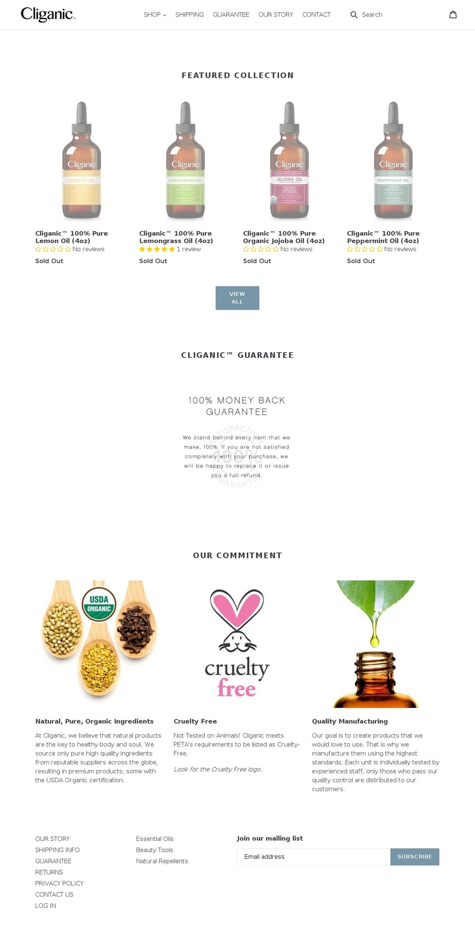 cliganic.com shopify website screenshot