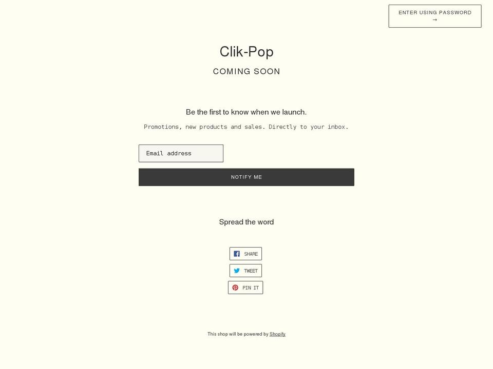 clik-pop.com shopify website screenshot