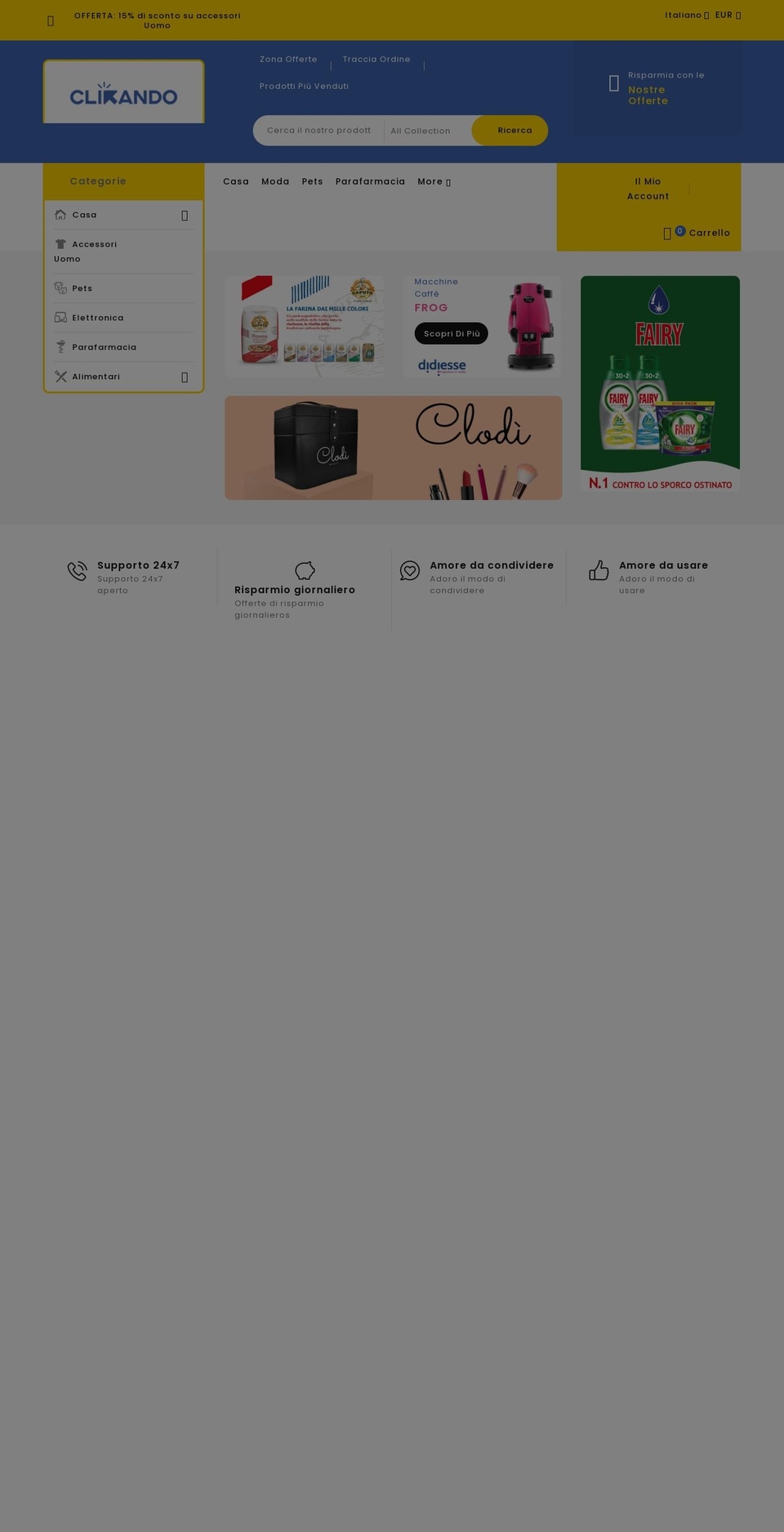 clikando.com shopify website screenshot