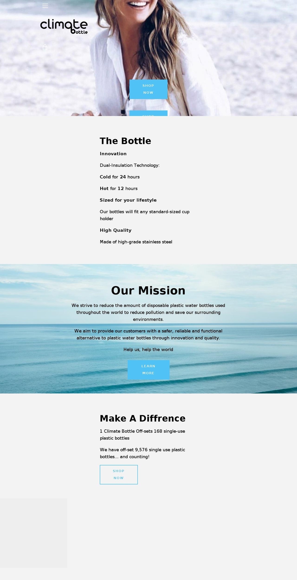 climatebottle.com — Shopify storefront screenshot
