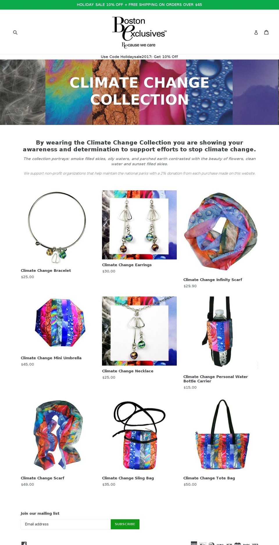 climatechangecollection.net shopify website screenshot