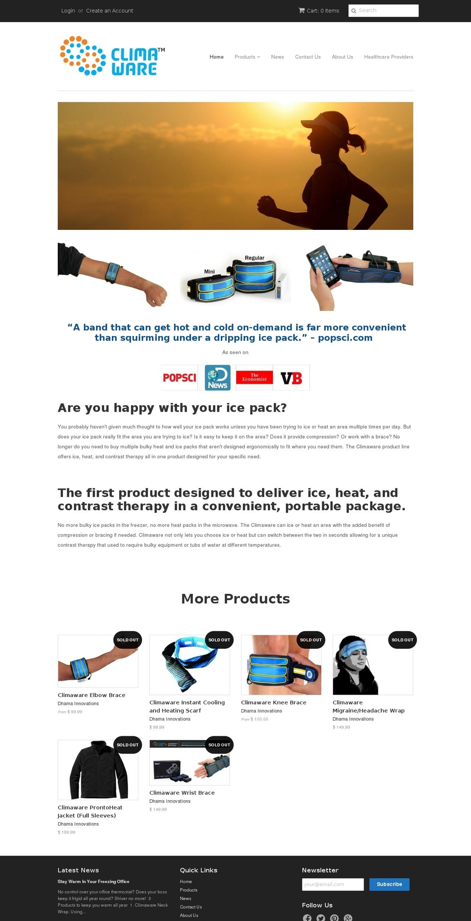 climawareus.com shopify website screenshot