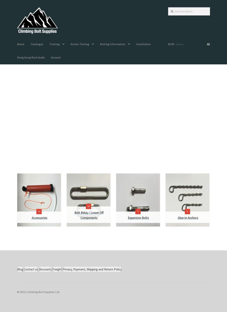 climbingboltsupplies.com shopify website screenshot