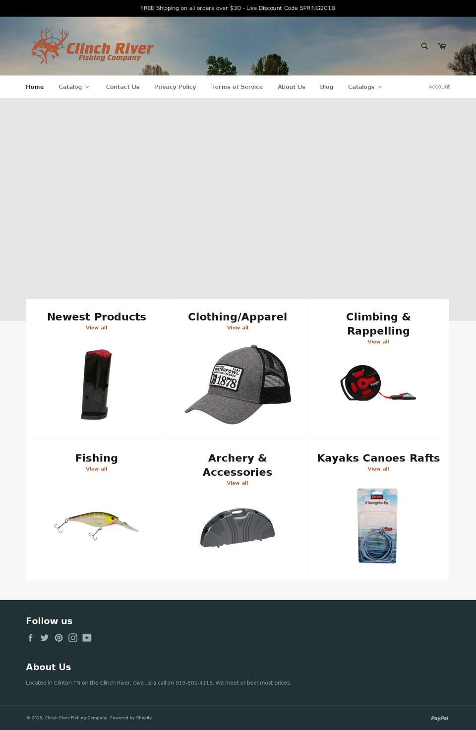 clinchriverfishingco.com shopify website screenshot