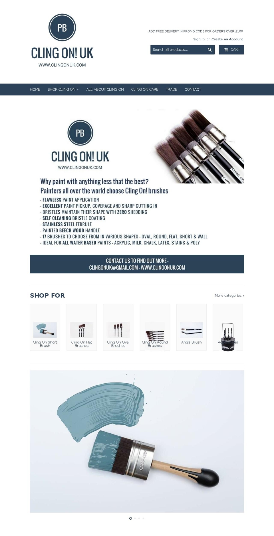 clingonbrushesuk.com — Shopify storefront screenshot