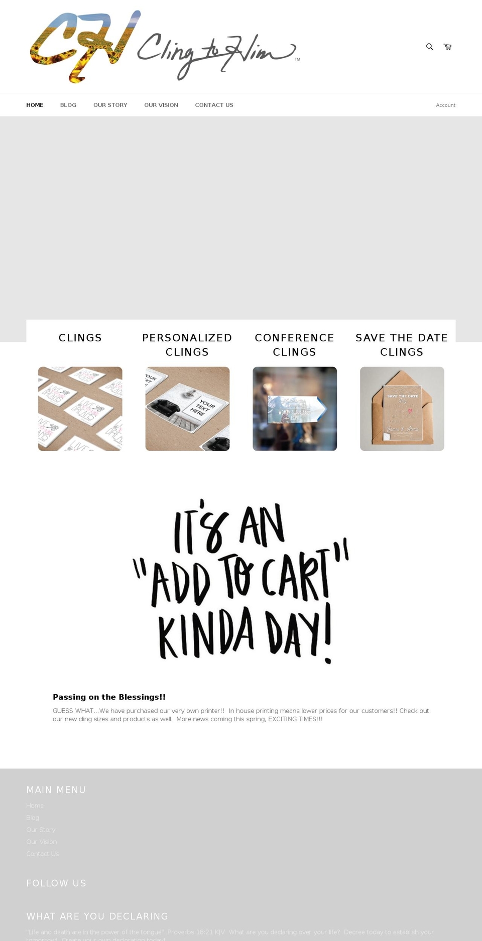 clingtohim.com — Shopify storefront screenshot
